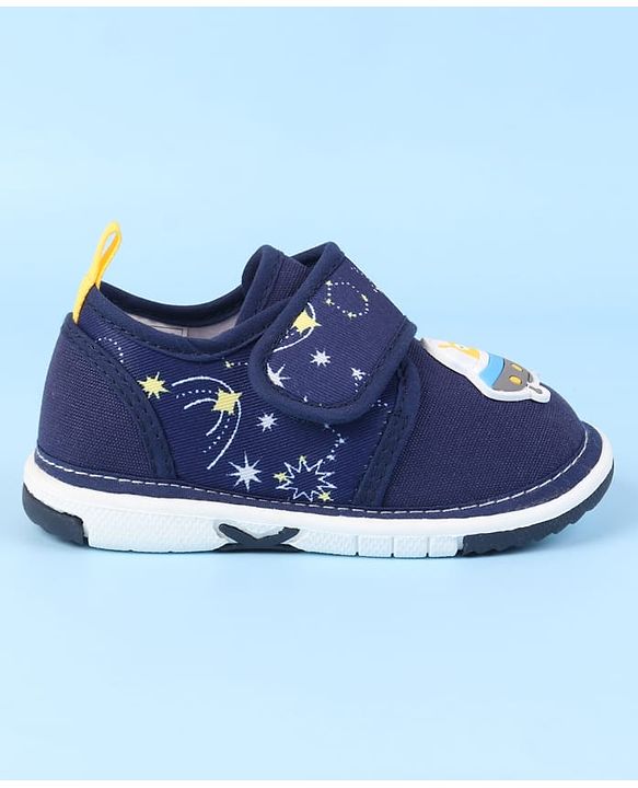 Cute Walk by Babyhug Velcro Closure Casual Shoes With Space Theme Print & Applique - Navy Blue