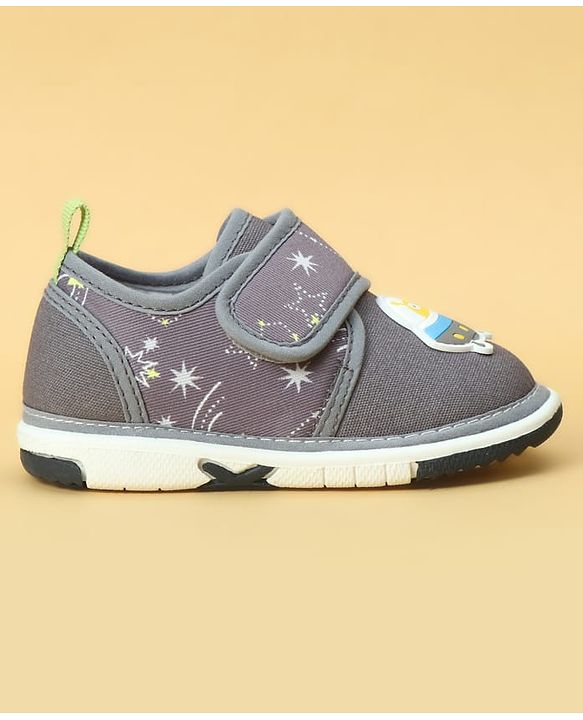 Cute Walk by Babyhug Velcro Closure Casual Shoes With Space Theme Print & Applique - Navy Blue