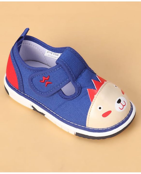 Cute Walk by Babyhug Casual Shoes With Velcro Closure & Face Applique - Black