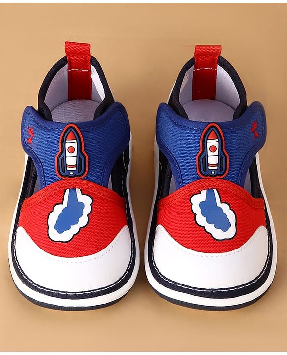 Cute Walk by Babyhug Velcro Closure Casual Shoes With Rocket Print & Applique - Yellow