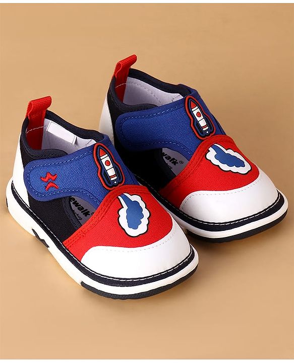 Cute Walk by Babyhug Velcro Closure Casual Shoes With Rocket Print & Applique - Yellow