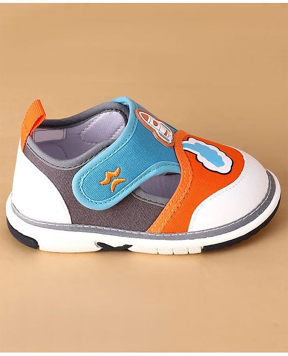 Cute Walk by Babyhug Velcro Closure Casual Shoes With Rocket Print & Applique - Yellow