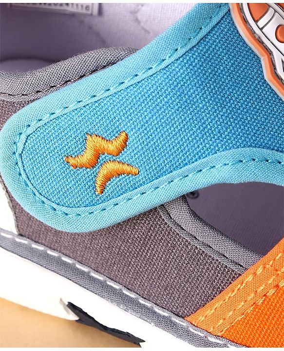 Cute Walk by Babyhug Velcro Closure Casual Shoes With Rocket Print & Applique - Yellow