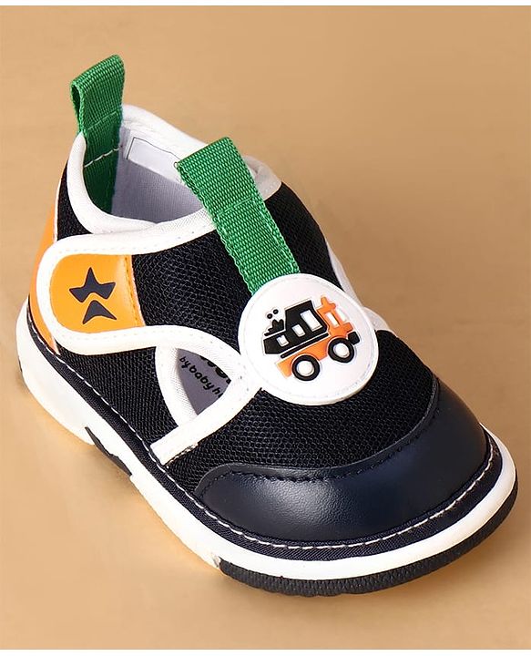 Cute Walk by Babyhug Velcro Closure Casual Shoes With Truck Applique - Navy Blue