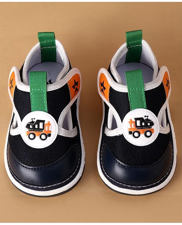 Cute Walk by Babyhug Velcro Closure Casual Shoes With Truck Applique - Navy Blue