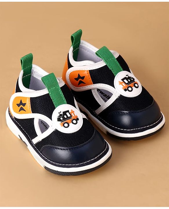 Cute Walk by Babyhug Velcro Closure Casual Shoes With Truck Applique - Navy Blue