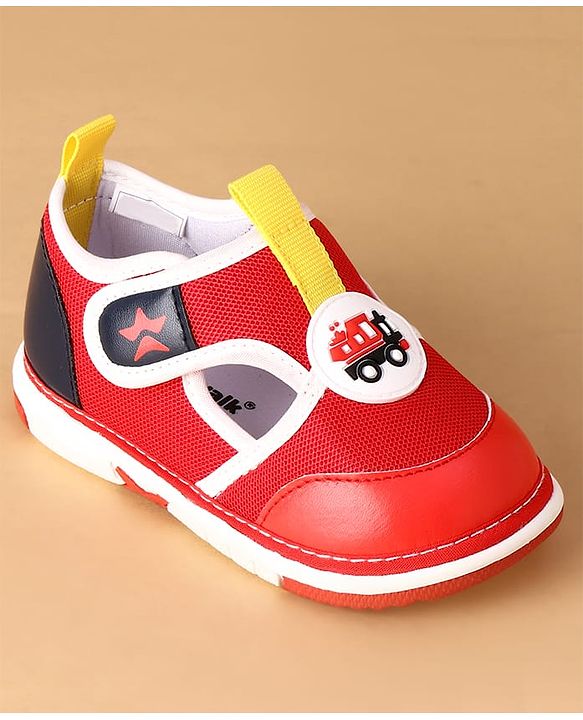Cute Walk by Babyhug Velcro Closure Casual Shoes With Truck Applique - Navy Blue