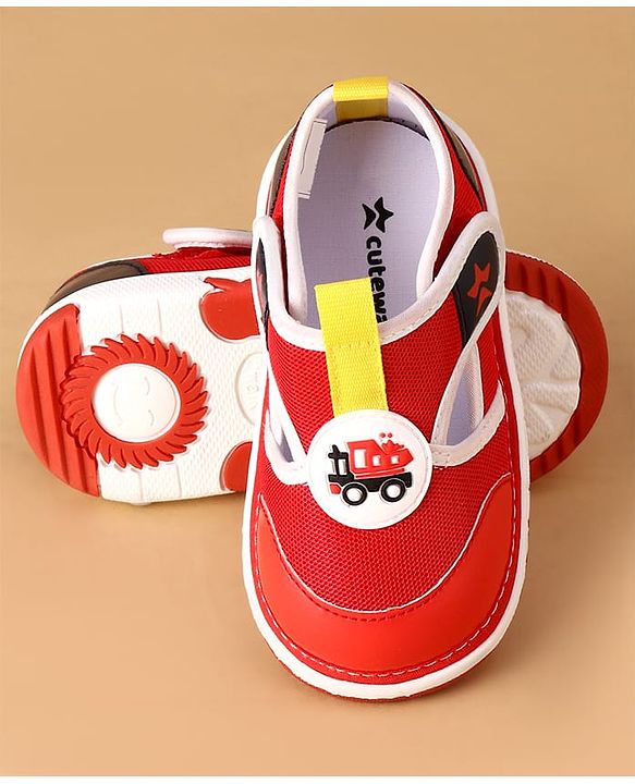 Cute Walk by Babyhug Velcro Closure Casual Shoes With Truck Applique - Navy Blue