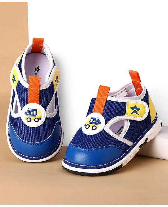 Cute Walk by Babyhug Velcro Closure Casual Shoes With Truck Applique - Navy Blue