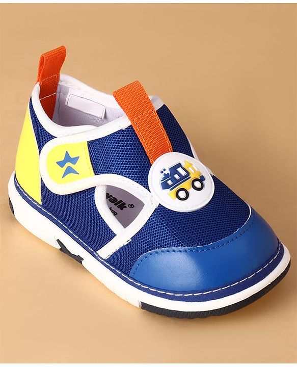 Cute Walk by Babyhug Velcro Closure Casual Shoes With Truck Applique - Navy Blue