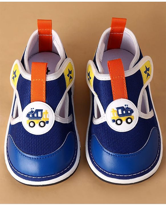 Cute Walk by Babyhug Velcro Closure Casual Shoes With Truck Applique - Navy Blue