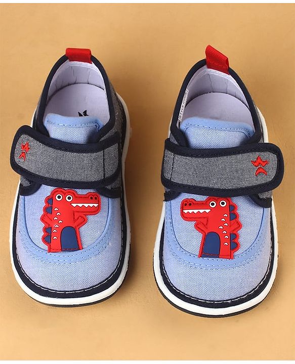 Cute Walk by Babyhug Casual Shoes With Dino Applique & Velcro Closure - Grey