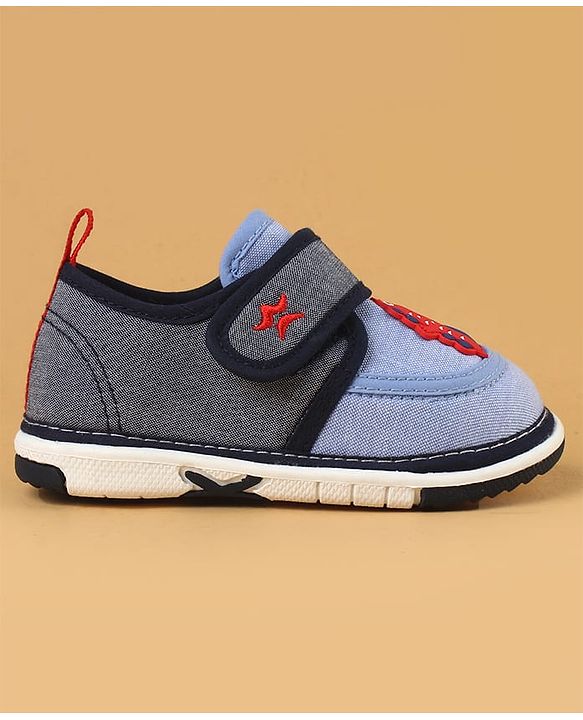 Cute Walk by Babyhug Casual Shoes With Dino Applique & Velcro Closure - Grey