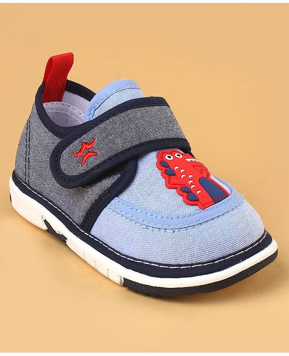 Cute Walk by Babyhug Casual Shoes With Dino Applique & Velcro Closure - Grey