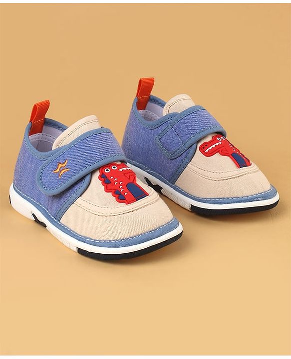 Cute Walk by Babyhug Casual Shoes With Dino Applique & Velcro Closure - Grey