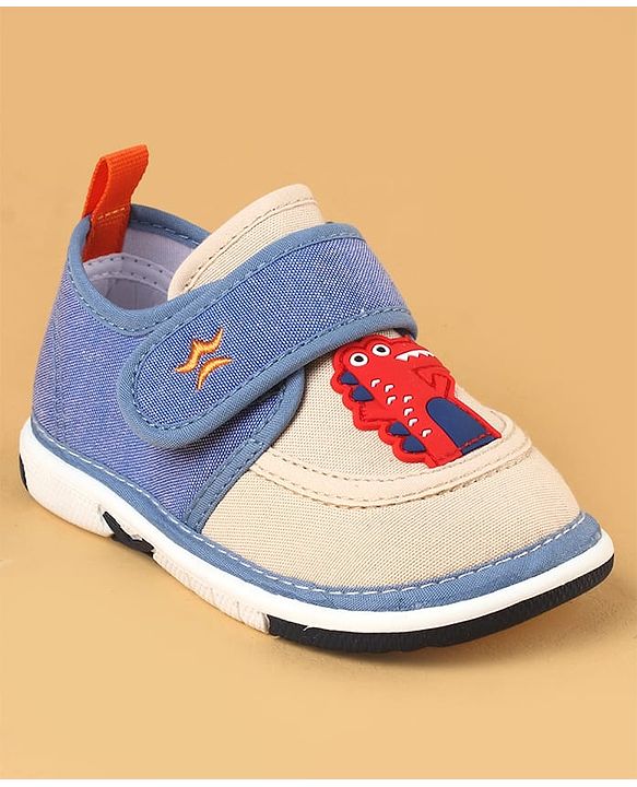 Cute Walk by Babyhug Casual Shoes With Dino Applique & Velcro Closure - Grey