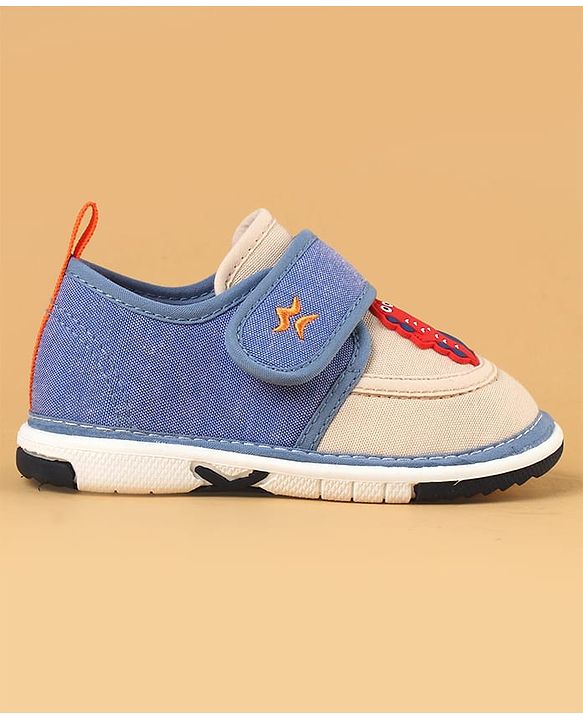 Cute Walk by Babyhug Casual Shoes With Dino Applique & Velcro Closure - Grey