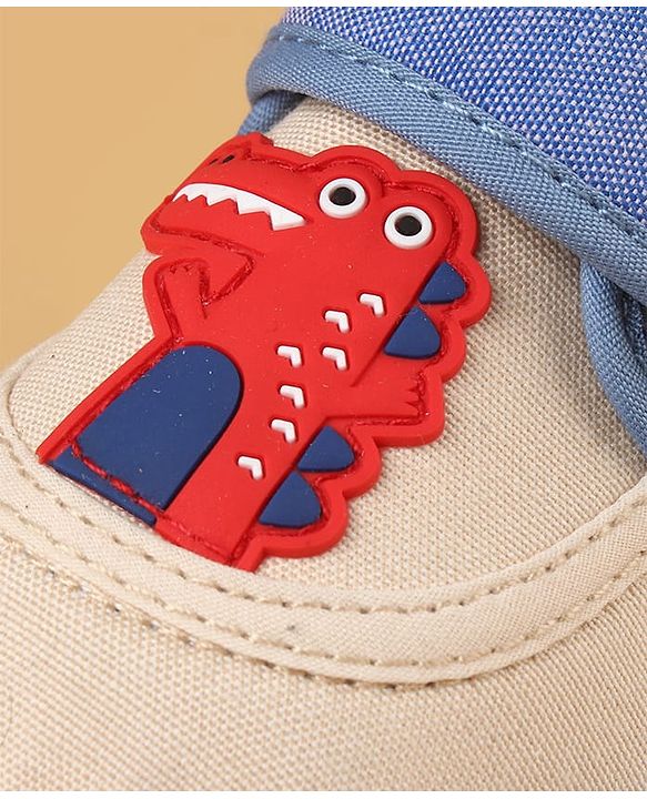 Cute Walk by Babyhug Casual Shoes With Dino Applique & Velcro Closure - Grey