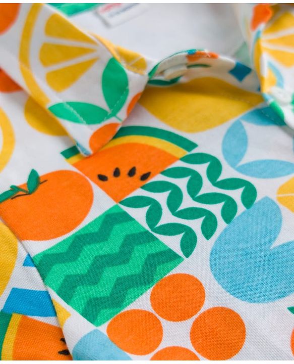 Babyhug Single Jersey Knit Half Sleeves Co-ords Shirt & Shorts Set with Tropical Theme Print - Multicolor