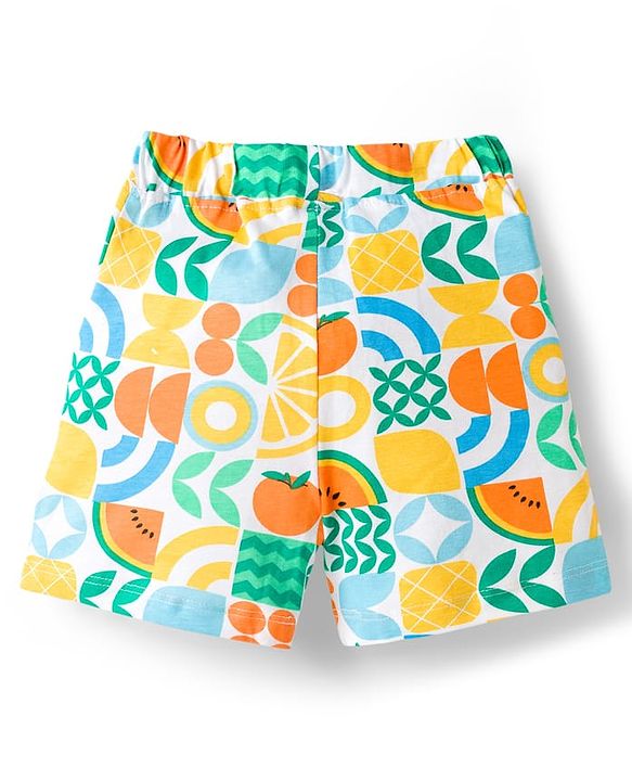 Babyhug Single Jersey Knit Half Sleeves Co-ords Shirt & Shorts Set with Tropical Theme Print - Multicolor