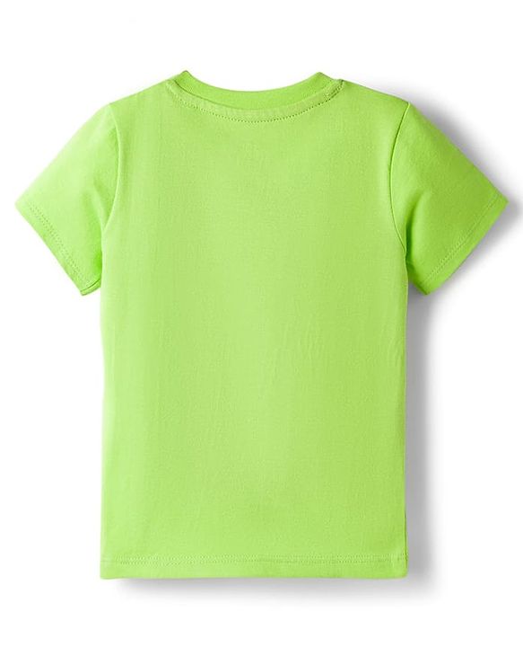 Babyhug Single Jersey Knit Half Sleeves T-Shirt & Shorts Set with Bear Print - Limegreen & Navy Blue