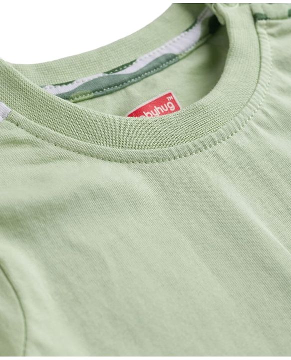 Babyhug Single Jersey Knit Half Sleeves T-Shirt & Shorts Set with Camouflage - Light Green