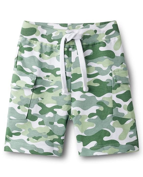 Babyhug Single Jersey Knit Half Sleeves T-Shirt & Shorts Set with Camouflage - Light Green