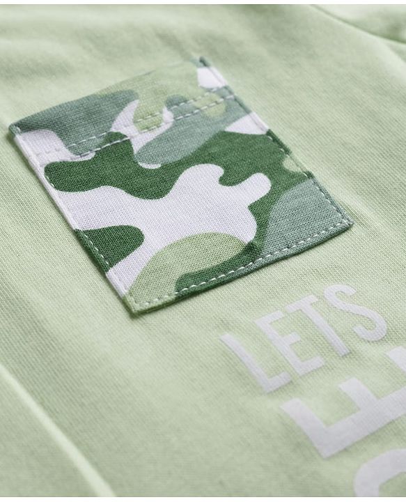 Babyhug Single Jersey Knit Half Sleeves T-Shirt & Shorts Set with Camouflage - Light Green