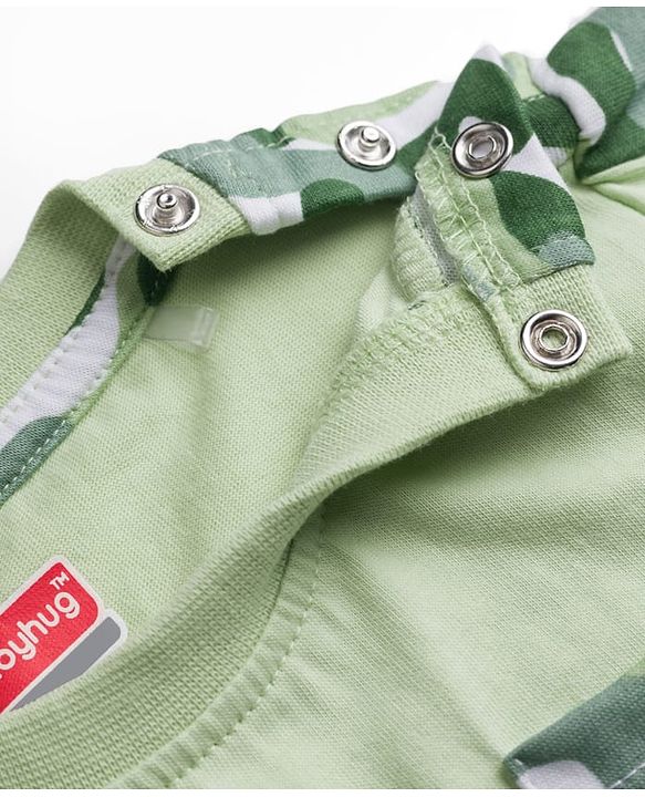 Babyhug Single Jersey Knit Half Sleeves T-Shirt & Shorts Set with Camouflage - Light Green