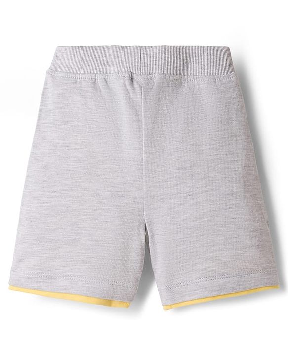 Babyhug Single Jersey Knit Half Sleeves T-Shirt & Shorts Set With Frog Print - Yellow & Grey