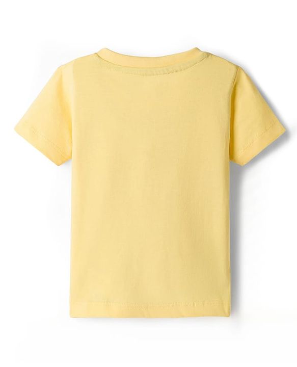 Babyhug Single Jersey Knit Half Sleeves T-Shirt & Shorts Set With Frog Print - Yellow & Grey