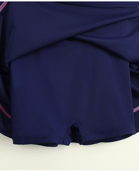 Pine Kids Sleeveless Solid Frock Swimsuit - Navy Blue