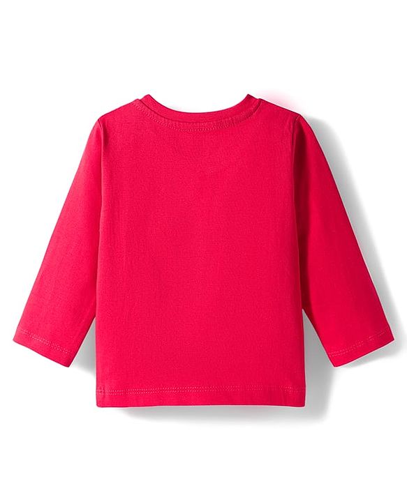 Babyhug Cotton Knit Full Sleeves Night Suit With Tiger Print - Red