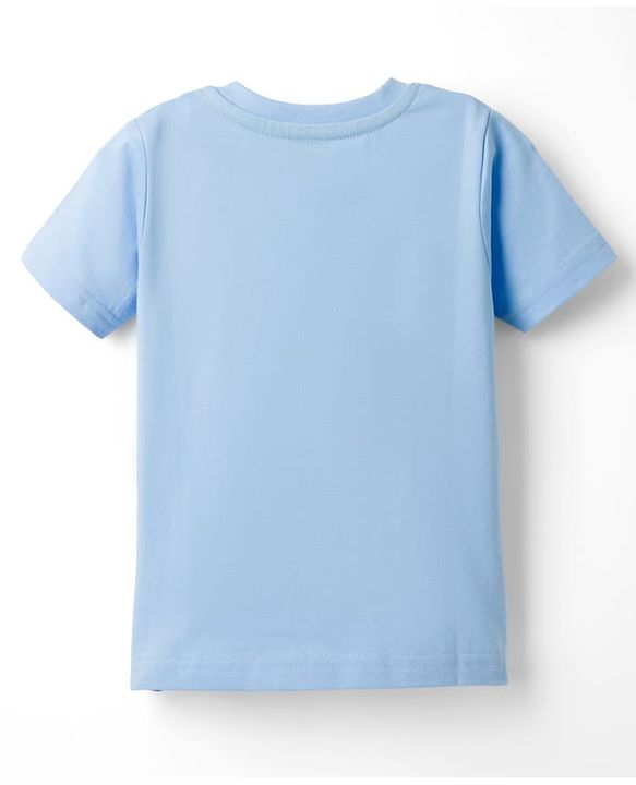 Babyhug Cotton Knit Half Sleeves T-Shirt With Beach Theme Print - Blue