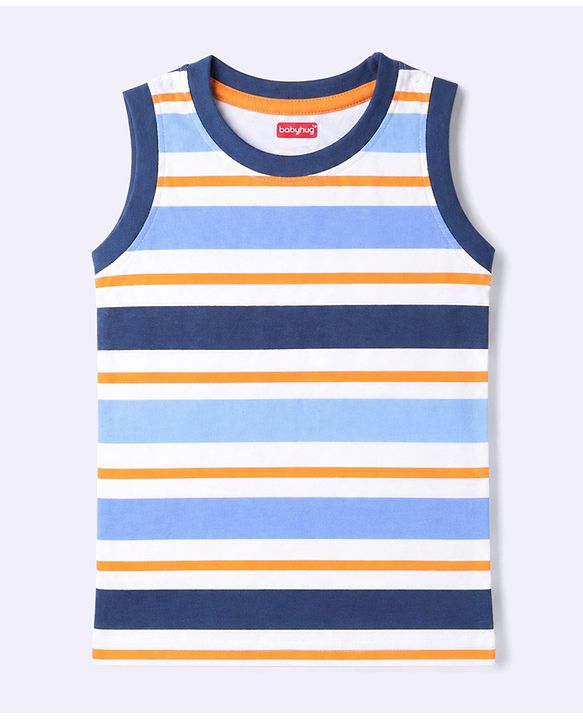 Babyhug Cotton Knit Tank T-Shirts Sleeveless with Graphics Pack of 3 -Multicolor