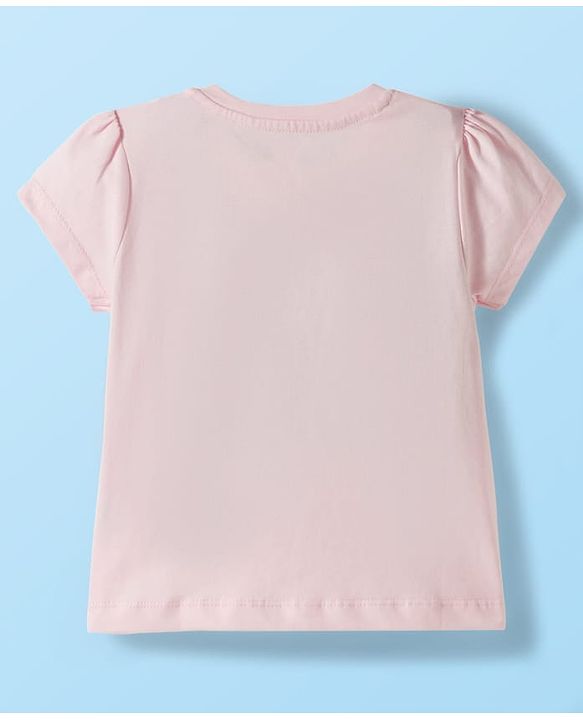 Babyhug Cotton Knit Half Sleeves Night Suit With Love Print - Pink