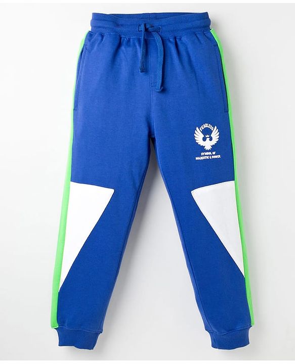 Pine Kids Knit Full Length  Cut & Sew Lounge Pant with Text Print - Navy Blue
