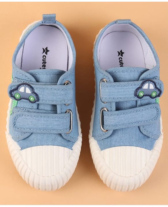 Cute Walk by Babyhug Velcro Closure Casual Shoes with Car Patch Detailing - Blue