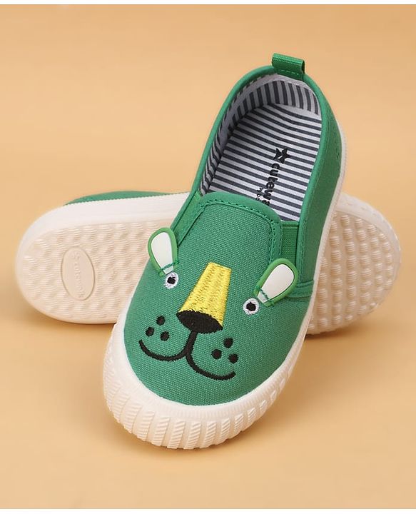 Cute Walk by Slip On Babyhug Casual Shoes With Bunny Face Applique - Green