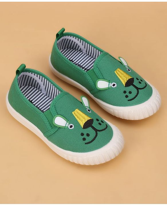 Cute Walk by Slip On Babyhug Casual Shoes With Bunny Face Applique - Green
