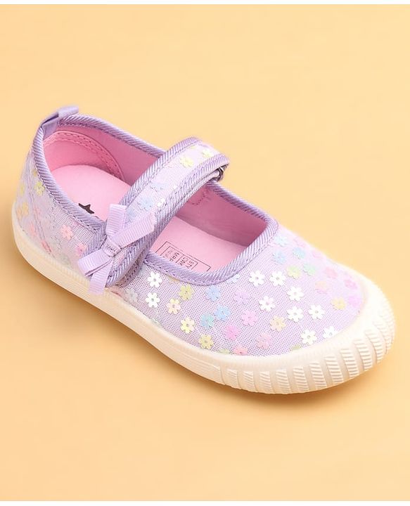 Cute Walk by Babyhug Casual Shoes With Floral Applique - Purple