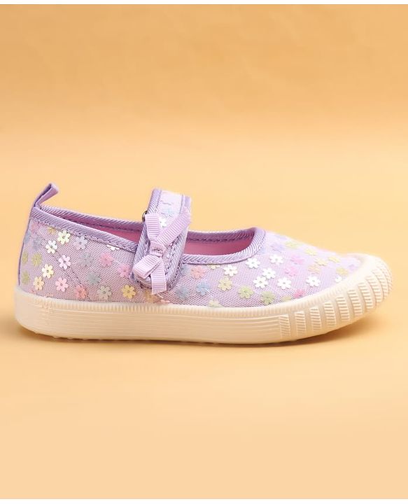 Cute Walk by Babyhug Casual Shoes With Floral Applique - Purple