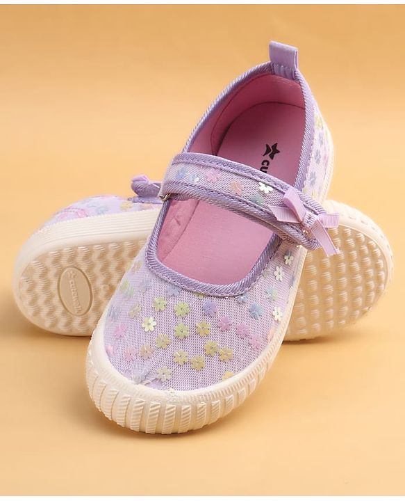 Cute Walk by Babyhug Casual Shoes With Floral Applique - Purple