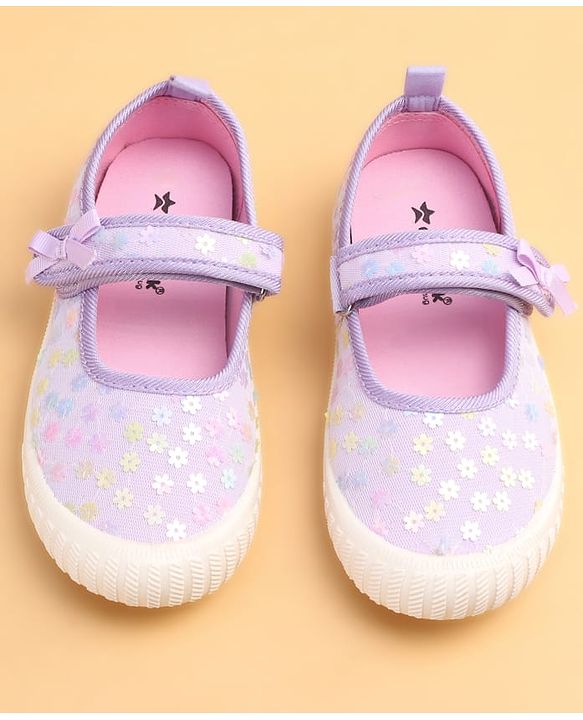Cute Walk by Babyhug Casual Shoes With Floral Applique - Purple