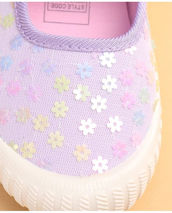 Cute Walk by Babyhug Casual Shoes With Floral Applique - Purple