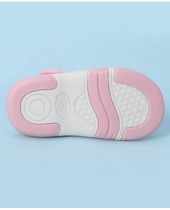 Cute Walk by Babyhug Velcro Closure Sandals With Floral Print & Butterfly Applique - Pink