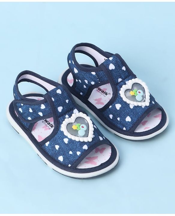 Cute Walk by Babyhug Velcro Closure Sandals With Heart Print & Applique - Pink