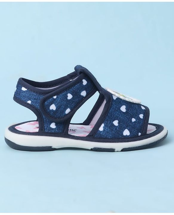 Cute Walk by Babyhug Velcro Closure Sandals With Heart Print & Applique - Pink