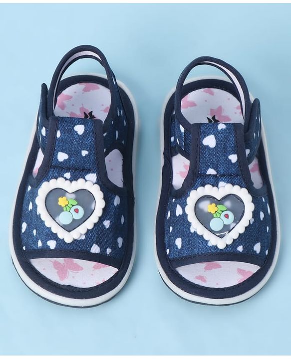 Cute Walk by Babyhug Velcro Closure Sandals With Heart Print & Applique - Pink