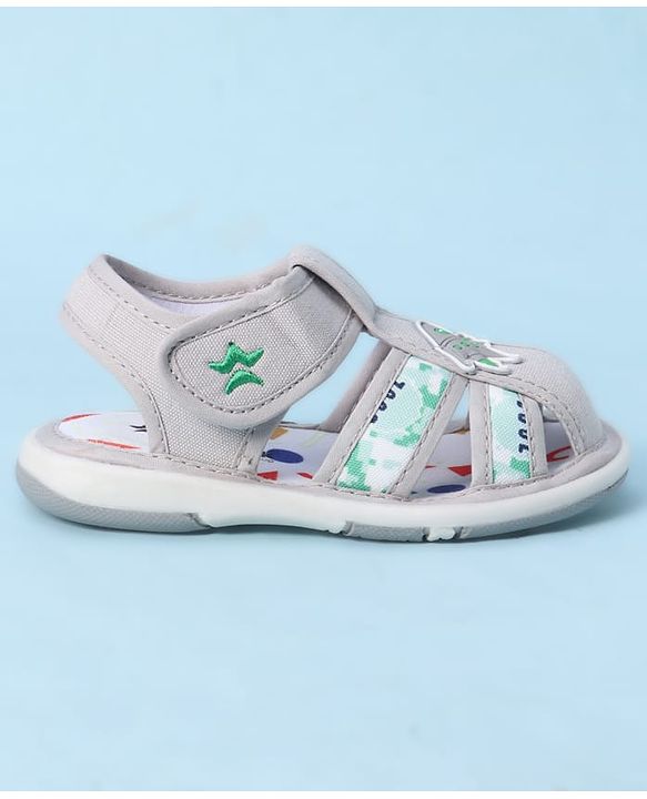 Cute Walk by Babyhug Velcro Closure Sandals With Rocket Applique - Navy Blue
